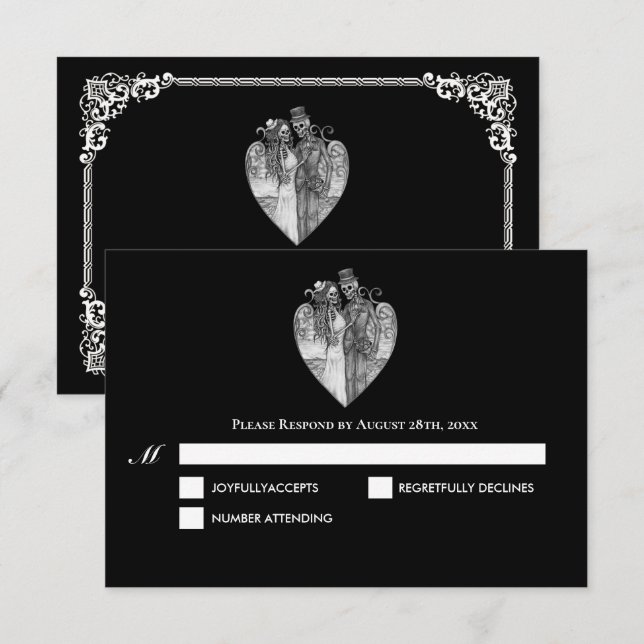 Dark Gothic Halloween Wedding RSVP Card (Front/Back)