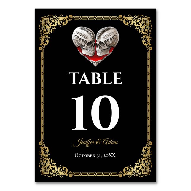 Dark Gothic Halloween Wedding Table number (Front)