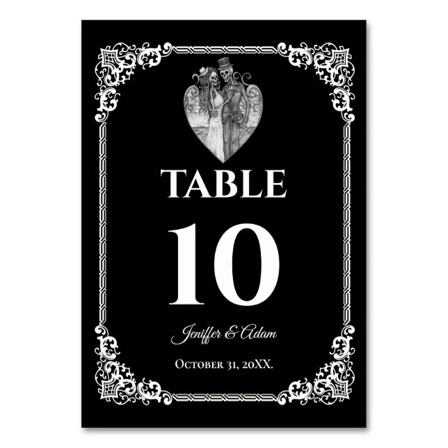 Dark Gothic Halloween Wedding Table number (Front)