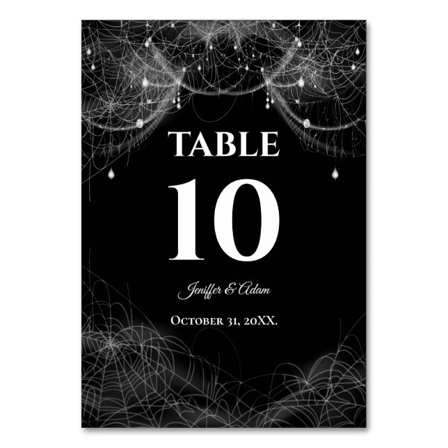Dark Gothic Halloween Wedding Table Number (Front)