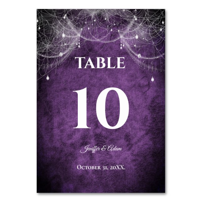 Dark Gothic Halloween Wedding Table Number (Front)