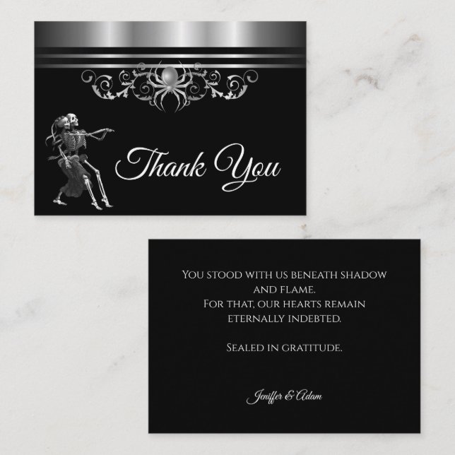 Dark Gothic Halloween wedding thank you Card (Front/Back)