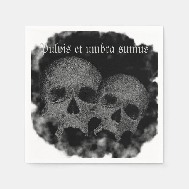 Dark Gothic Happy Halloween Skull Graphic Napkin (Front)