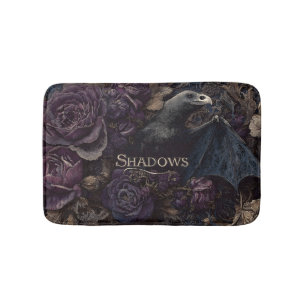 Dark Gothic Illustration of Bird-Bat Creature  Bath Mat