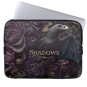 Dark Gothic Illustration of Bird-Bat Creature Laptop Sleeve