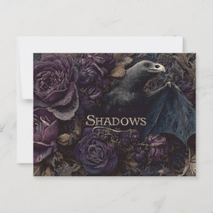 Dark Gothic Illustration of Bird-Bat Creature Postcard