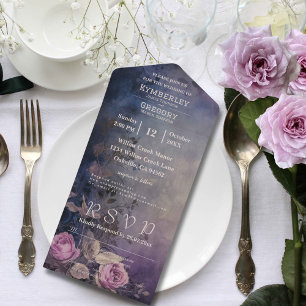 Dark Gothic Lavender Purple Floral Email All In One Invitation