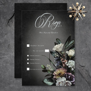 Dark Gothic Mysterious Muted Floral Blur Dinner RSVP Card