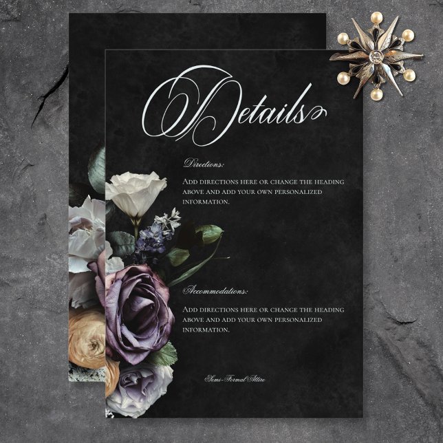 Dark Gothic Mysterious Muted Floral Details Enclosure Card (Dark Gothic Mysterious Muted Floral Details Enclosure Card)
