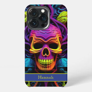 Dark Gothic Neon Colourful Skull iPhone 13 Pro Case