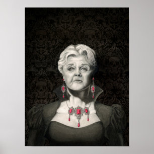 Dark gothic pen and ink Angela Lansbury poster