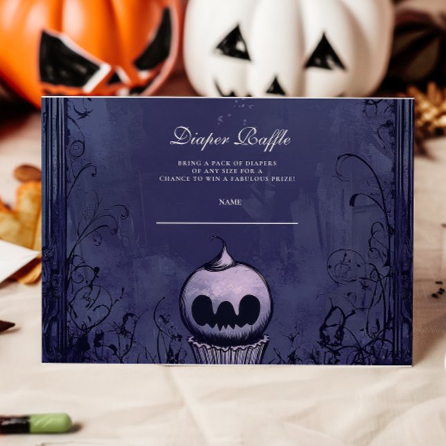 Dark Gothic Purple Halloween Diapper Raffle Enclosure Card (Creator Uploaded)