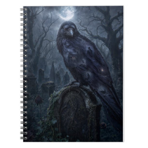 Dark Gothic Raven Moonlit Art Print Notebook