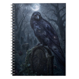 Dark Gothic Raven Moonlit Art Print Notebook