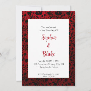 Dark Gothic Red and Black Floral Wedding Invitation