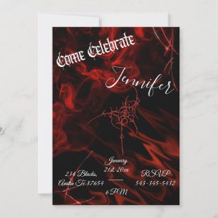 Dark Gothic Red black smoke party alternative Invitation