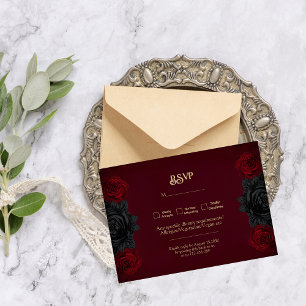 Dark Gothic Romance Roses Wedding RSVP Card