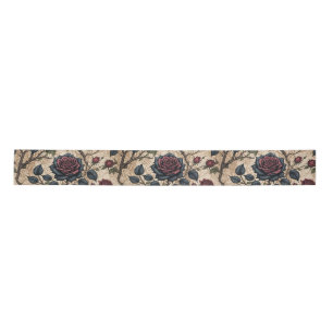 Dark Gothic Rose Decoupage Pattern Satin Ribbon