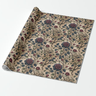Dark Gothic Rose Decoupage Pattern Wrapping Paper