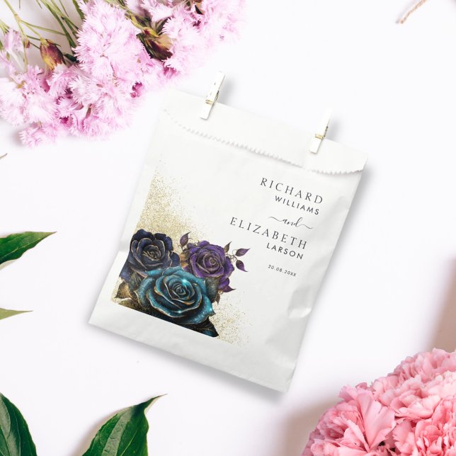 Dark Gothic Rose Glitter Wedding Favour Bag (Creator Uploaded)