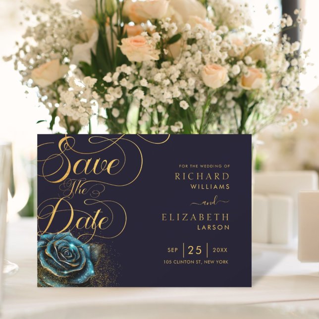 Dark Gothic Rose Glitter Wedding Save The Date (Creator Uploaded)