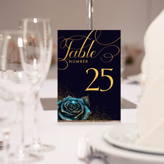 Dark Gothic Rose Glitter Wedding Table Number (Creator Uploaded)