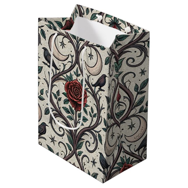 Dark Gothic Rose Pattern (1) Medium Gift Bag (Front Angled)