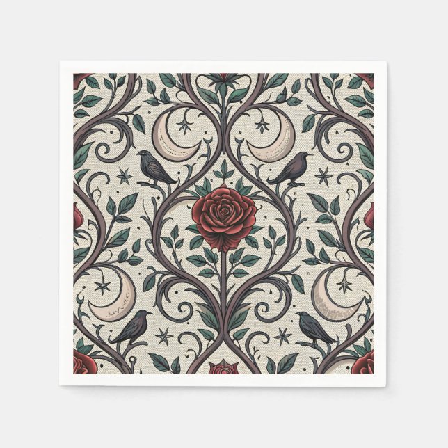 Dark Gothic Rose Pattern (1) Napkin (Front)