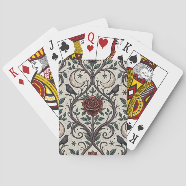 Dark Gothic Rose Pattern (1) Playing Cards (Back)