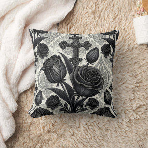 Dark Gothic Rose Pattern (2) Cushion