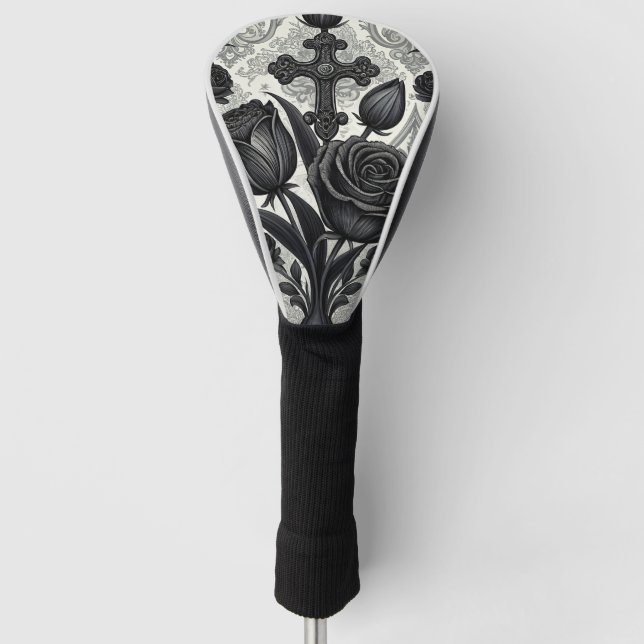 Dark Gothic Rose Pattern (2) Golf Head Cover (Front)