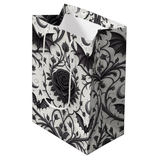 Dark Gothic Rose Pattern (3) Medium Gift Bag (Front Angled)