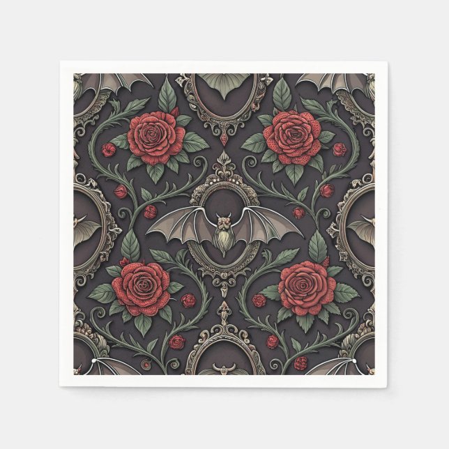 Dark Gothic Rose Pattern (4) Napkin (Front)