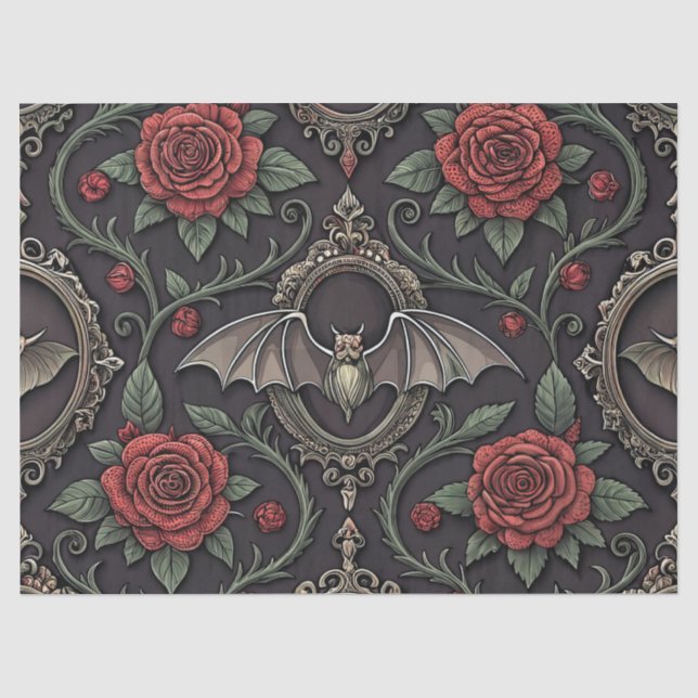 Dark Gothic Rose Pattern (4) Tissue Paper (Front)
