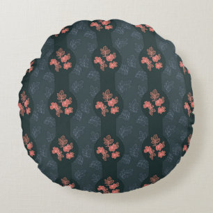 Dark Gothic Rose Pattern  Round Cushion