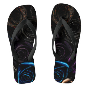 Dark Gothic Roses Velvet Floral Texture Pattern Thongs