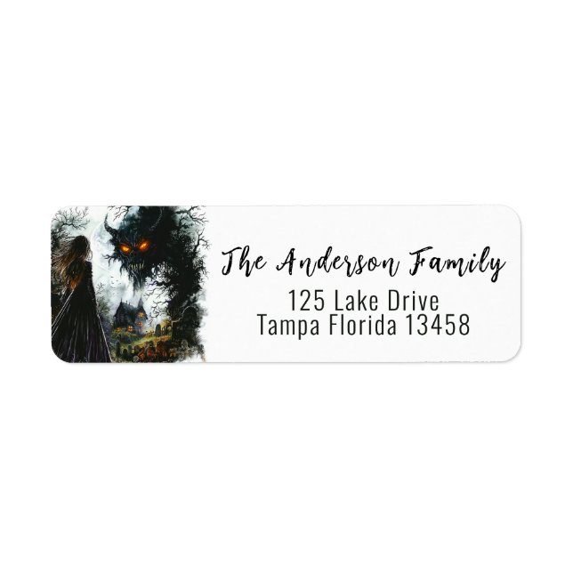 Dark Gothic Shadow Figure Halloween Return Address Label (Front)