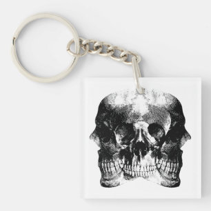 Dark Gothic Skull Art Key Ring