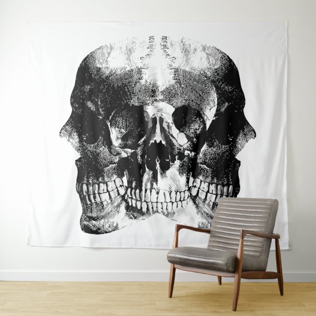 Dark Gothic Skull Art Tapestry (In Situ (Horizontal))