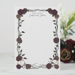 Dark Gothic Skull & Rose Wedding Thank You Card