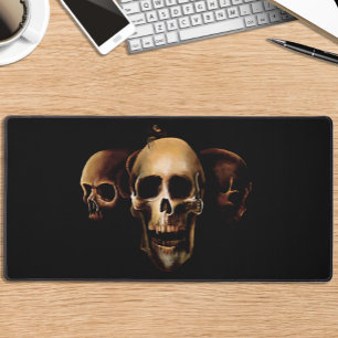Dark Gothic Skulls Human Black Trio Creature Desk Mat