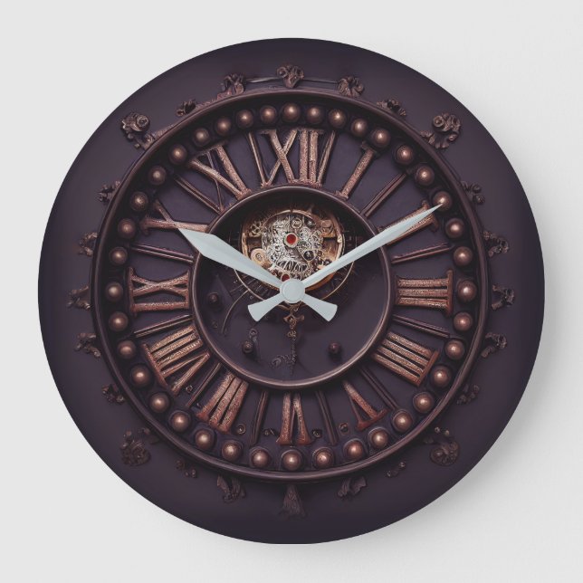 Dark Gothic Steampunk Clock With Roman Numbers (Front)