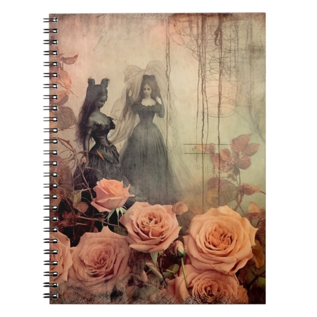 Dark Gothic Victorian Rose Portrait Notebook (Front)