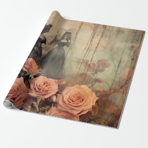 Dark Gothic Victorian Rose Portrait Wrapping Paper