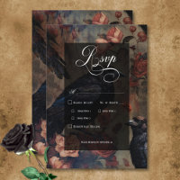 Dark Gothic Vintage Blush Floral & Black Ravens