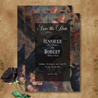 Dark Gothic Vintage Blush Floral & Black Ravens