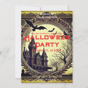 Dark Gothic Vintage Victorian Spooky Halloween  Invitation