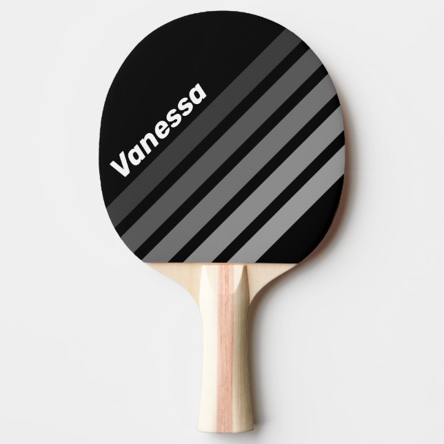 Dark Gradient Rainbow Angled Striping with Name Ping Pong Paddle (Front)