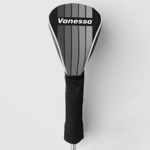 Dark Gradient Rainbow Pin Striping with Name Golf Head Cover