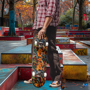 Dark Graffiti with Orange 'Live to Ride' Motto Skateboard